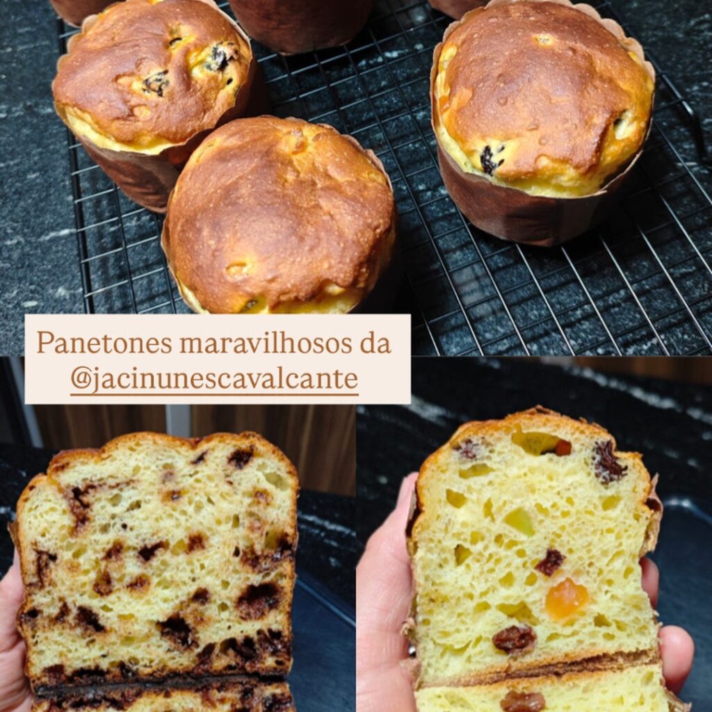 Panetones sem glúten maravilhosos feitos por aluna do curso